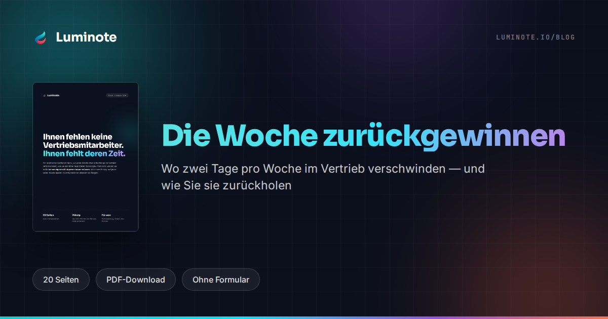 Gewinnen Sie die Woche zurück — das Luminote-Ebook über die zwei Tage, die jede Vertriebswoche verliert