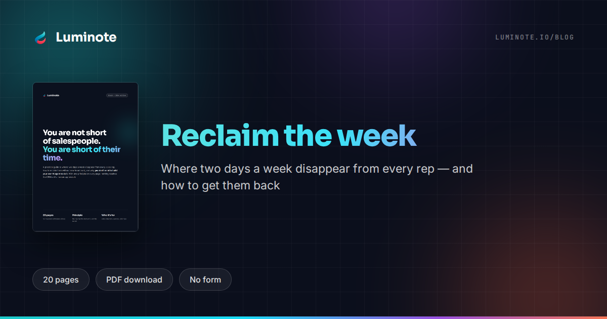 Reclaim the week — the Luminote ebook on the two days that disappear from every sales week