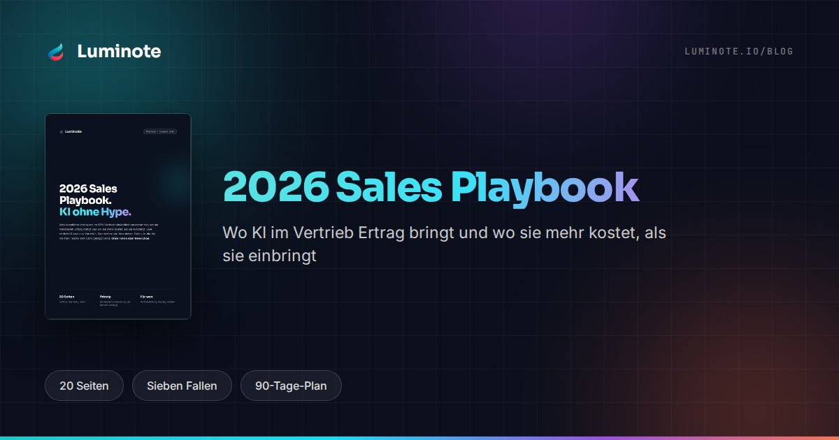 2026 Sales Playbook — das Luminote-Ebook darüber, wo KI im Vertrieb Ertrag bringt