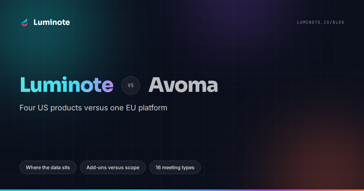 Luminote versus Avoma — four US products against one EU platform